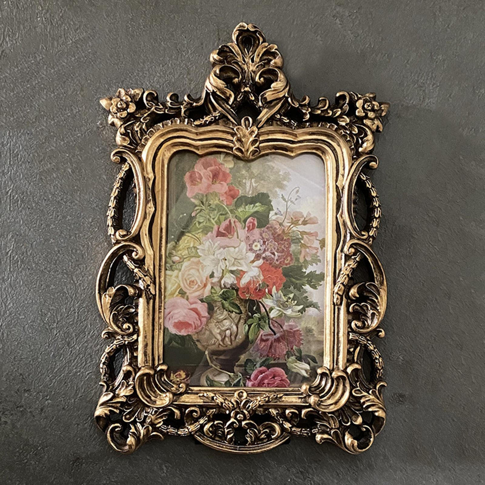 

Photo Frame Resin Picture Ornate Embossed Wall Hanging Tabletop Display Holder for Aureate