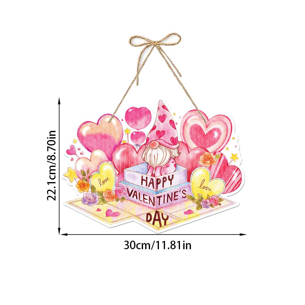 Valentines Pink Day Door Hanging Decor With Flowers Heart Design Party For