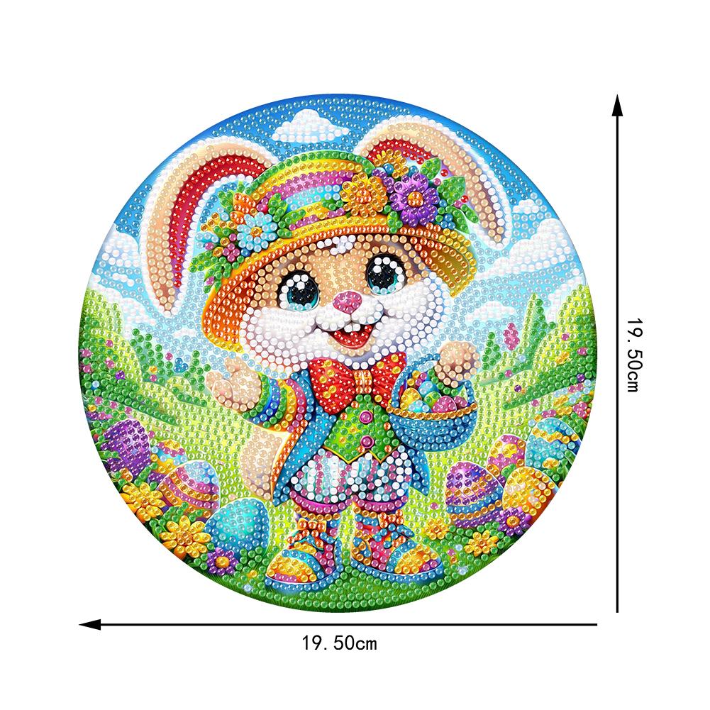 Easter Rabbit Theme 2D Flat DIY Hanging Diamond Art Kits Diamond Painting Set Diamond Art Pendant Home Wall Decoration Crafts