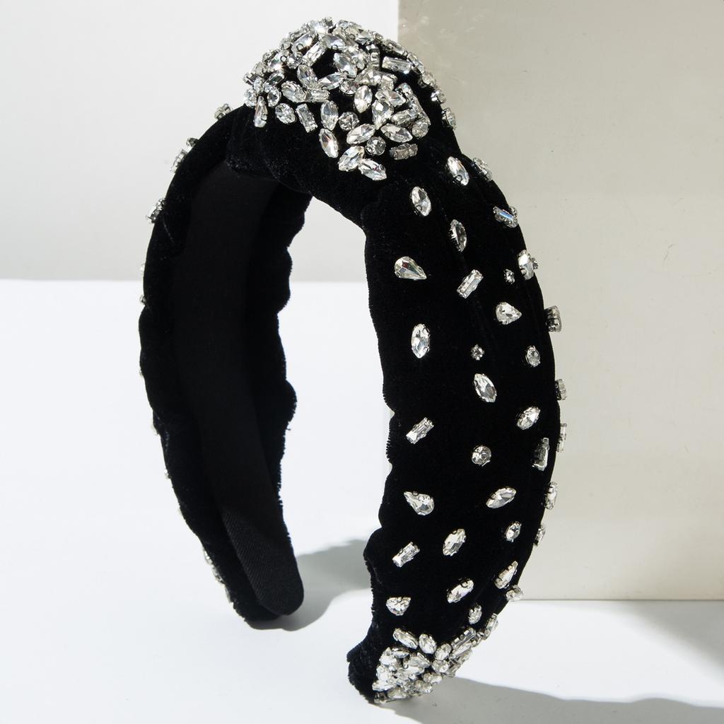 Women's Fashion Rhinestone Headband Black Red White Green Jeweled Knotted Wide HeadBand for Mother's Day,Christmas,Birthday Gift