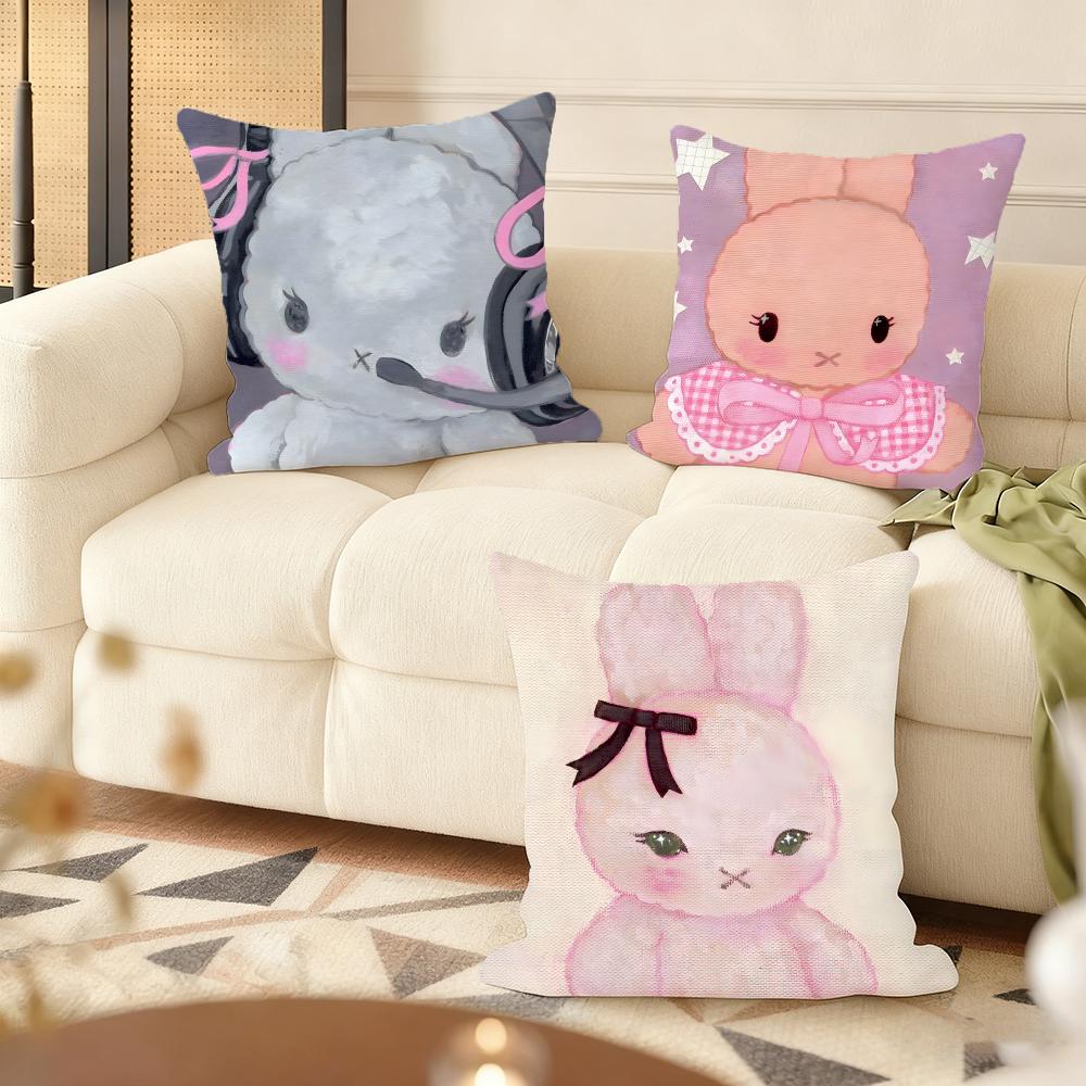 Cute Oil-Painted Small Animals Cushion Cover Silky Short Plush Home Sofa Cushion Cover - Invisible Zipper Home Decoration
