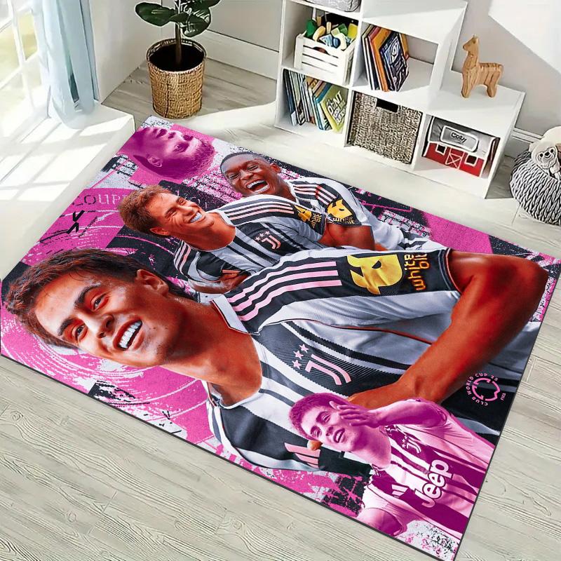 Juventus Football Player Pink Graffiti Art Print Area Rug Non‑Slip Rectangular Floor Mat Soccer Fan Home Decor Rug for Gaming Room Living Bedroom