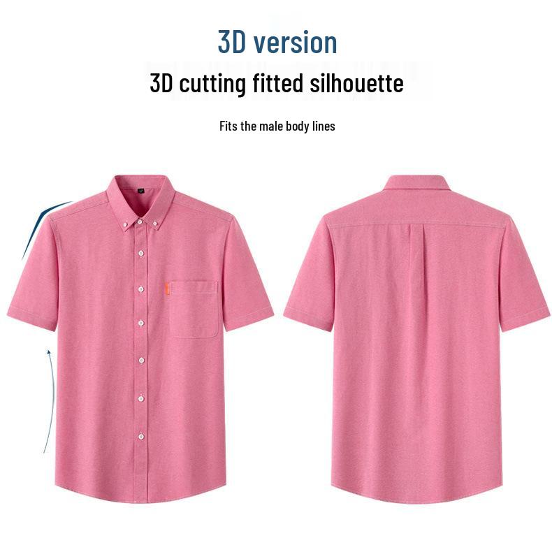 Pánská letní jednobarevná prodyšná košile z čisté bavlny Oxford s krátkým rukávem, business casual
