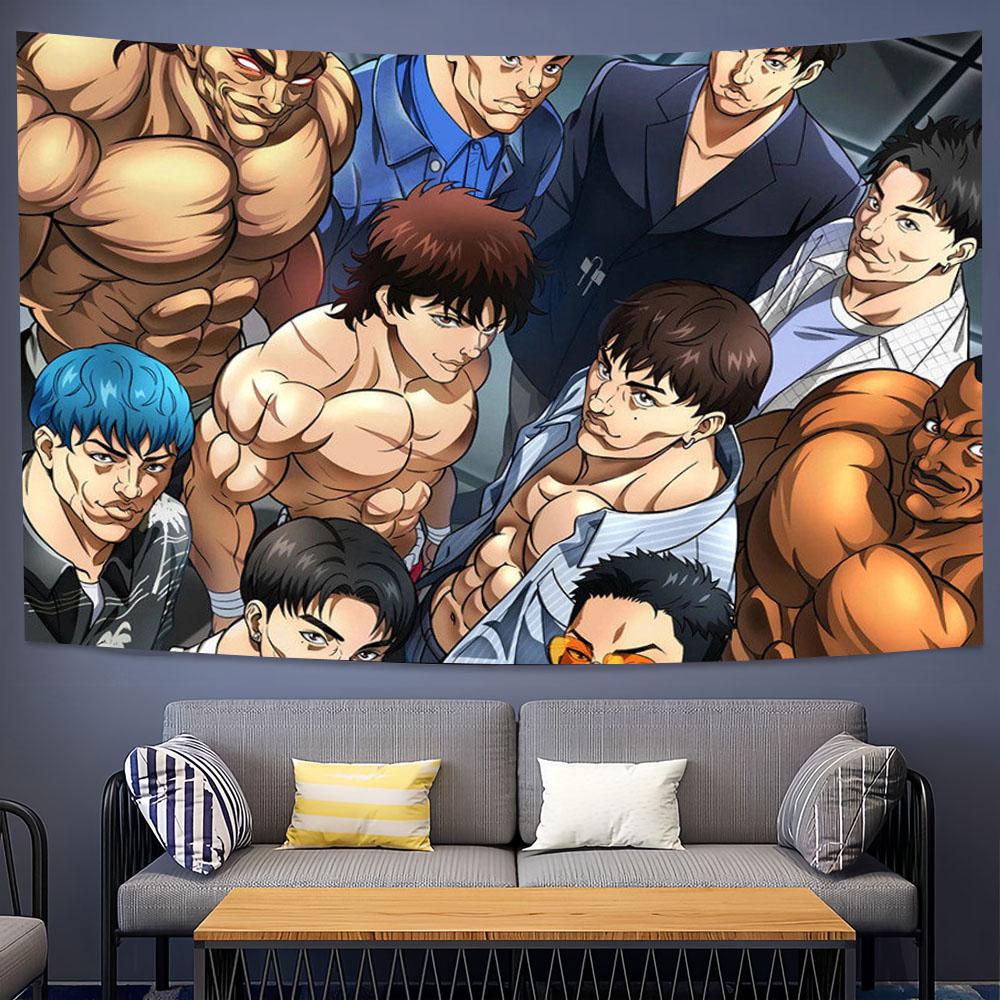 

Japanese Anime BBaki Hanma PPrinted Tapestry Hippie Passion Style Wall Hanging Bedroom Wall Atmosphere Decor Background Cloth 74x94cm(29x37in)