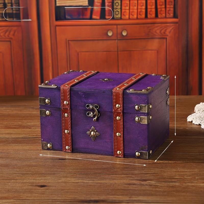 Wooden Storage Vintage Box With Lid For Desk And Shelf Organization Decoration