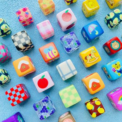 Colorful Cartoon Beaded Acrylic Phone Charm - Versatile Square Plaid Jewelry Accessory