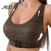 Posture Corrector Bra Women Bra, Leopard Dotted Print Push-Up Seamless No Adjustable Underwire Full Coverage Cross Back Bralette with Front Closure