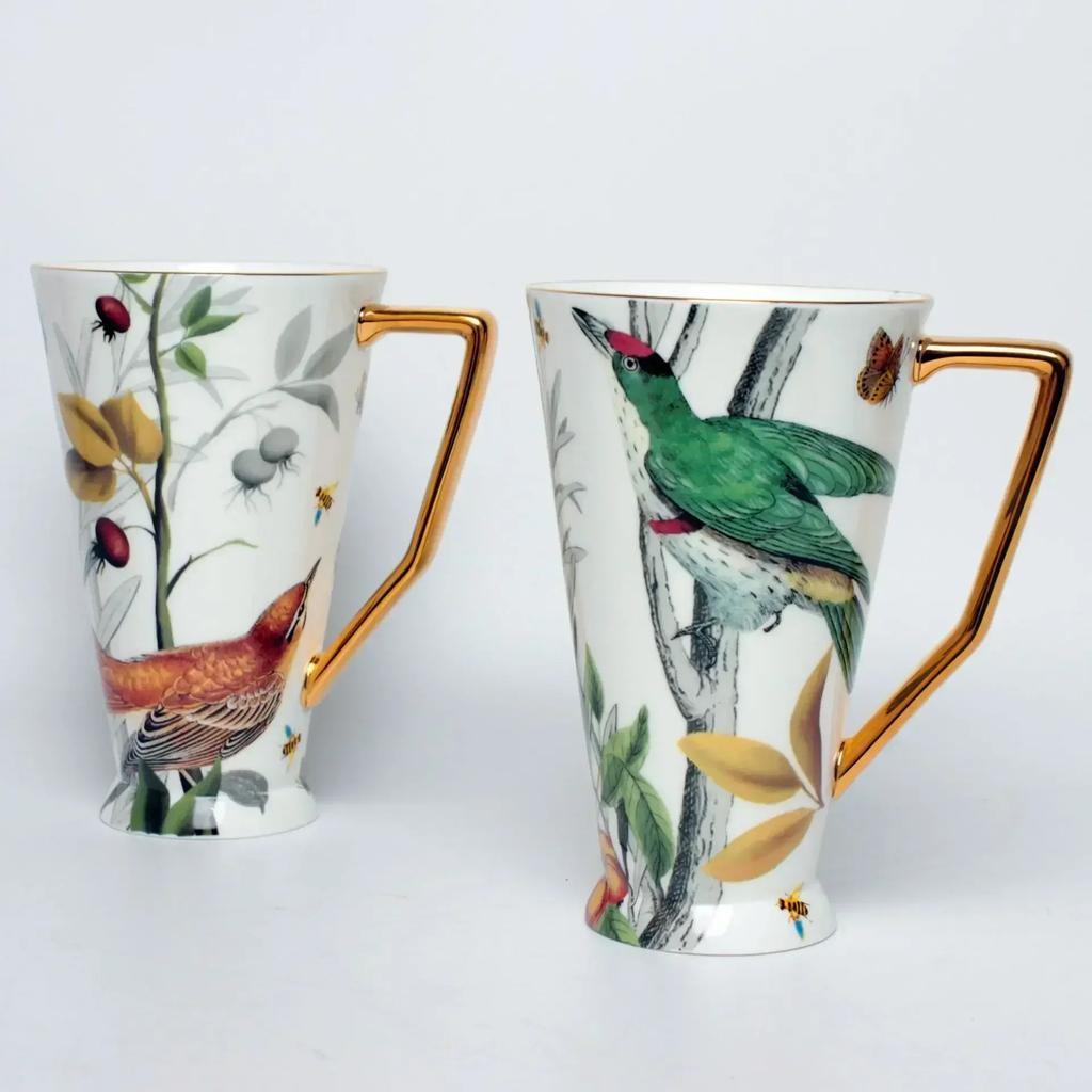 Evropský hrnek Velkoobjemový rohový pohár Hrnky pro páry Šálek na kávu se zlatým okrajem Hrnky Datang Hrnky na kávu