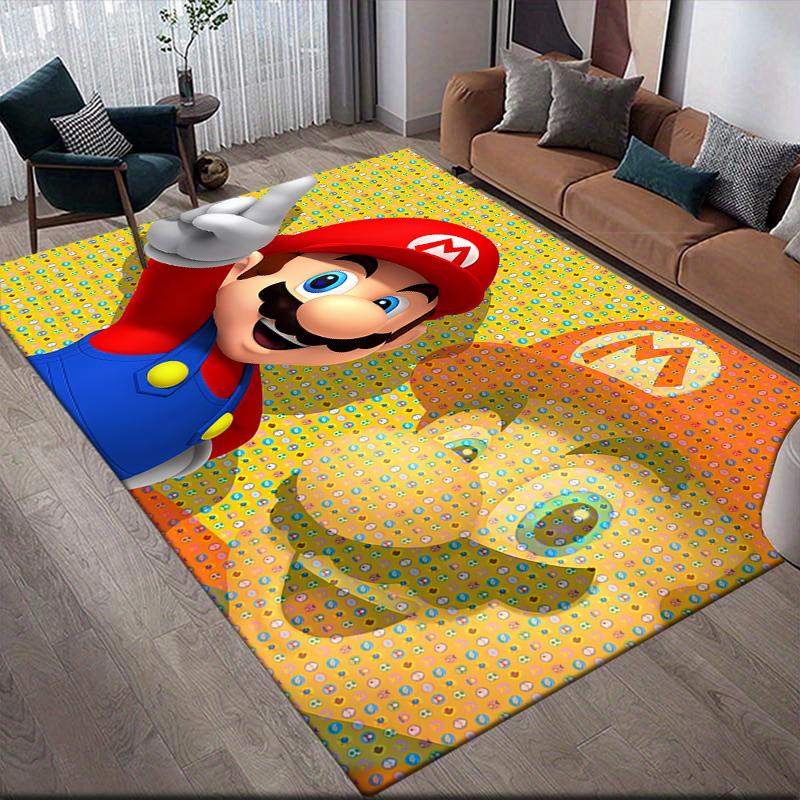 Mario Chibi Head Area Rug, Mario Fan Soft Carpet, Ideal Gift.chl