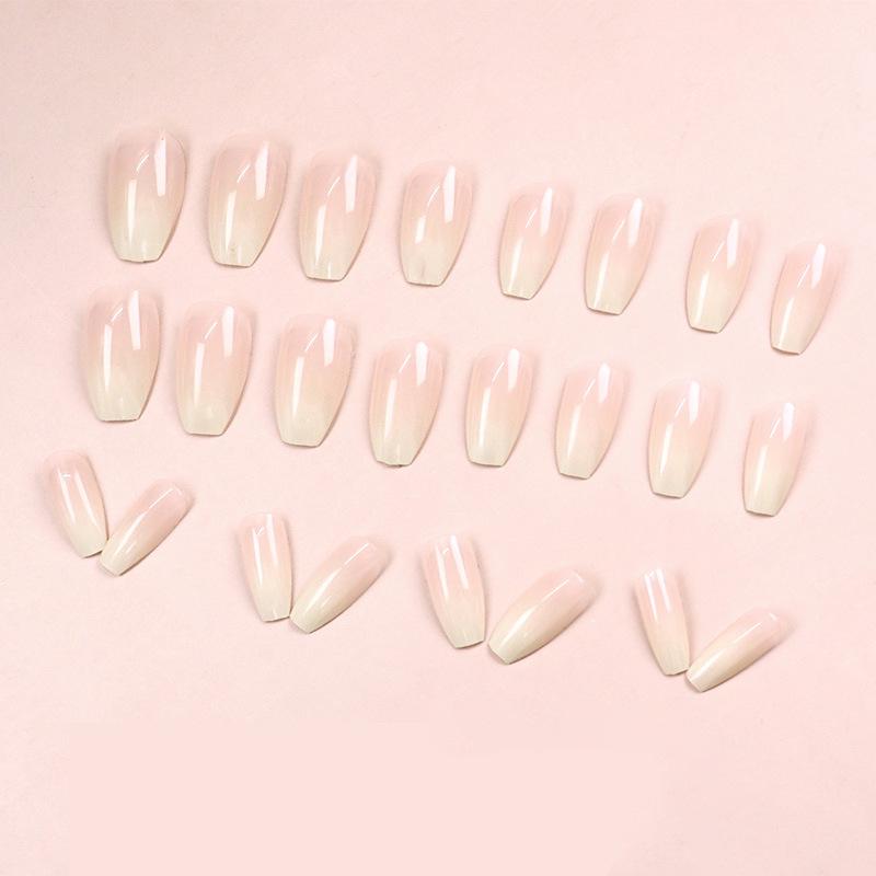 Pink and White Sky Milk Mid-Length Cute Simple European American Style False Nails