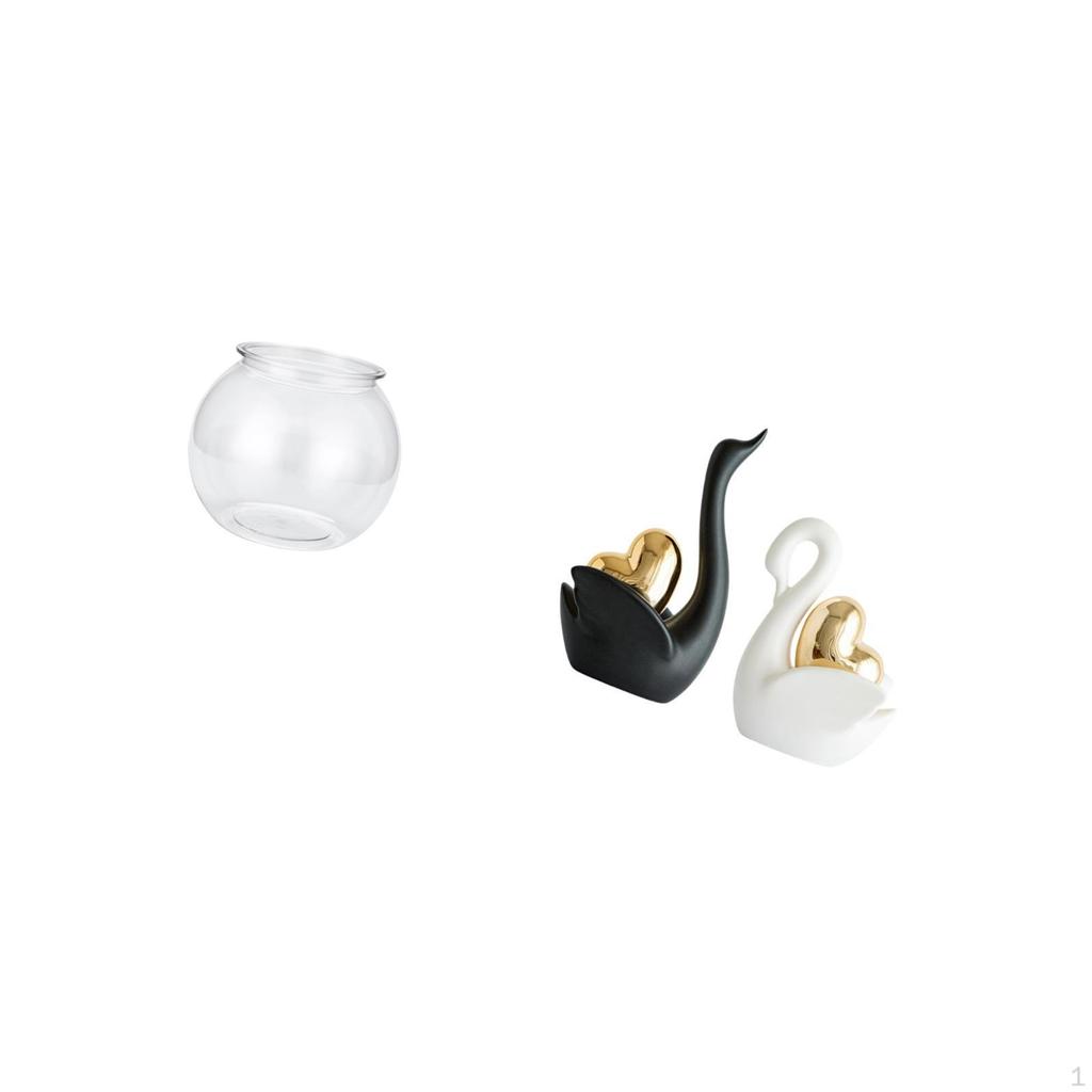 Transparent Small Fish Tank Swan Figurines Tabletop Ornament Aquarium Bowl Vase Table for