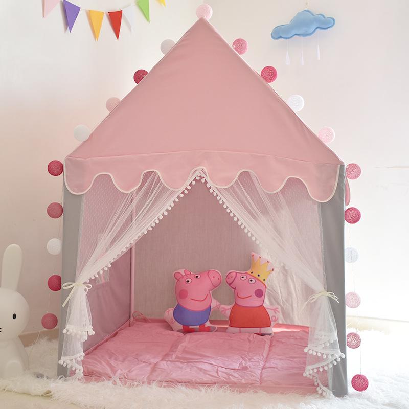 Indoor Princess Castle Tent Playhouse for Kids with Ball Pit and Bed