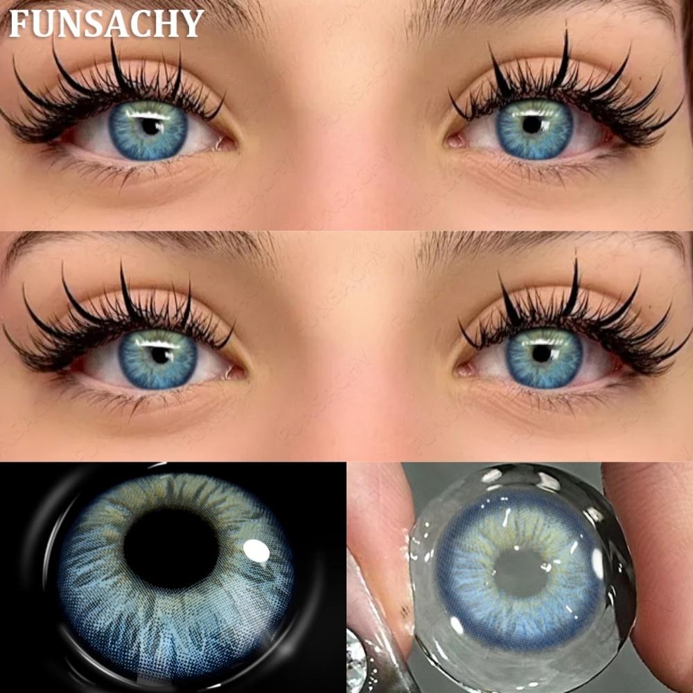 FUNSACHY 1 Pair Colored Contact Lenses for Eyes Blue Lens Gray Green Eye Makeup Natural Lenses Fashion Beauty Cosmetics Pupils