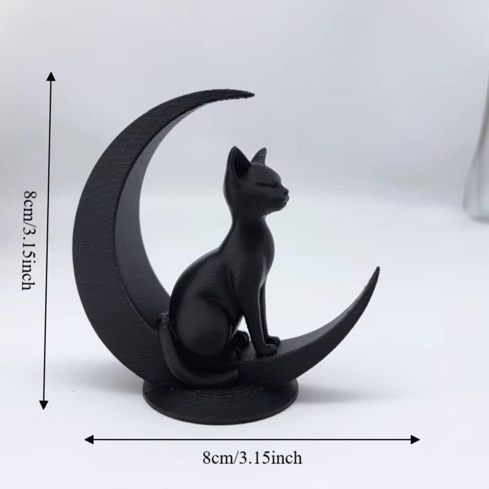 Art Crafts Cat Sculpture 3D Printed Desktop Decoration Dark Style Moon Cat Decoration  Party