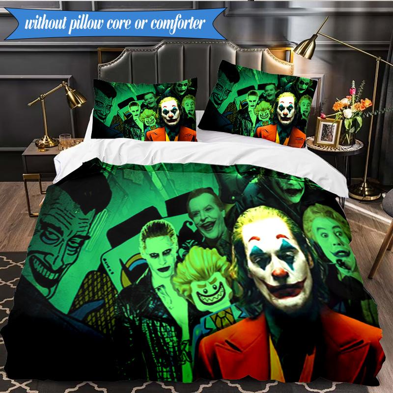 Abstract clown Pattern 3pcs K-pop music group Bedding set,Ideal for Bedroom, Dormitory,Including Duvet Cover And 2pcs Pillowcases,Fan gifts