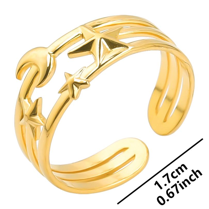 Bague 18k Gold Plated Open Adjustable Stainless Steel Rings For Women Men Accessories Cross Shell Plant Leaf Ring Finger Jewelry