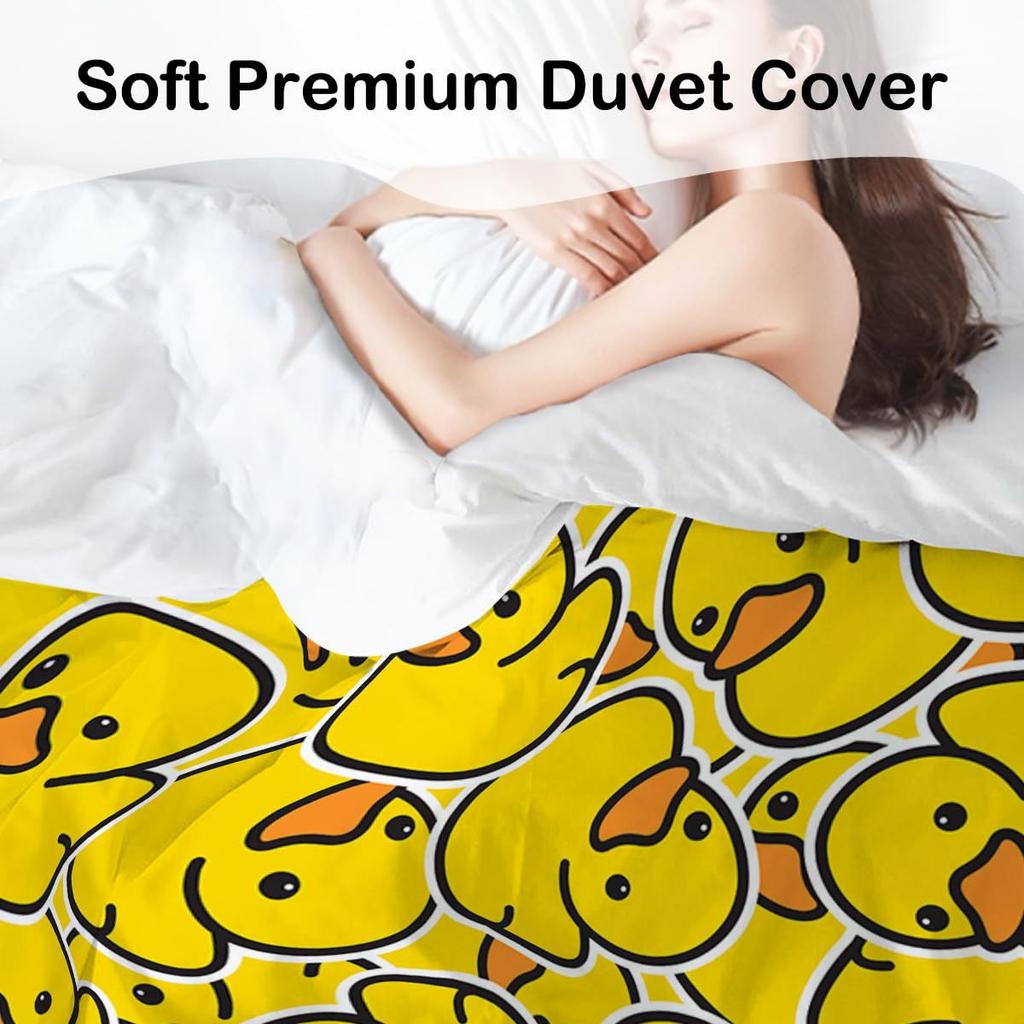 Cute Little Yellow Duck Duvet Cover Children'S Bedroom Decorative Bedding Three-Piece Digital Printing Quilt Cover