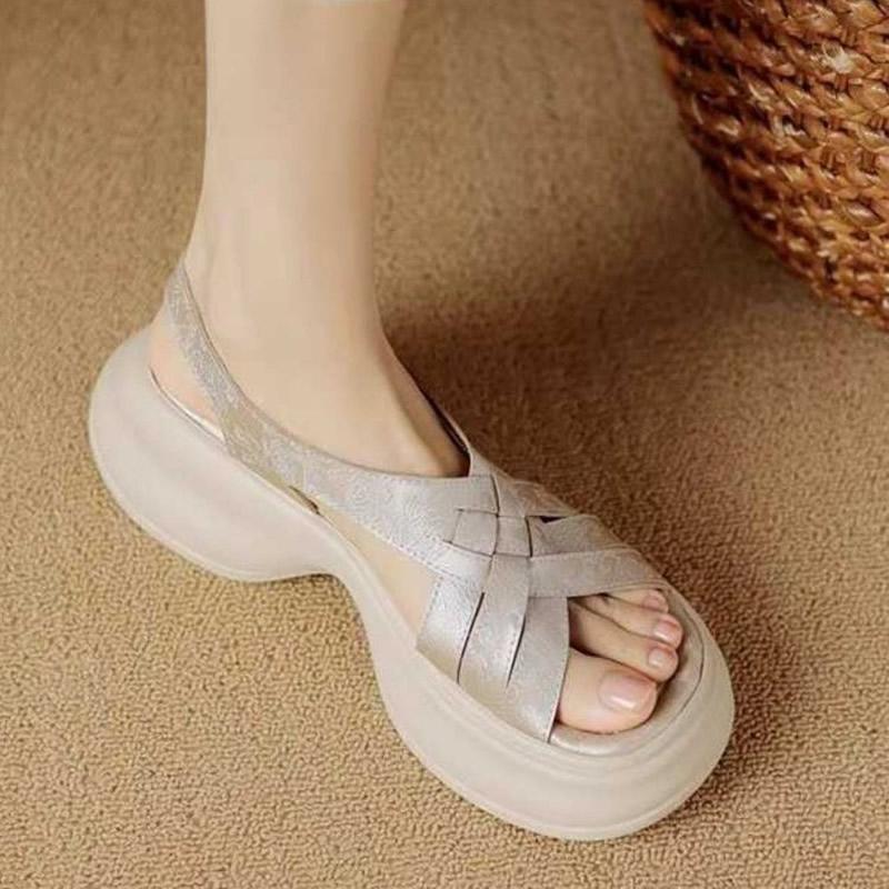 Muffin Thick Bottom Open Toe Buckle Back Trip Strap All Lightweight Shoes Comfortable Non-slip Wear-resistant Women s Sandals 35 абрикосовый 2698₽