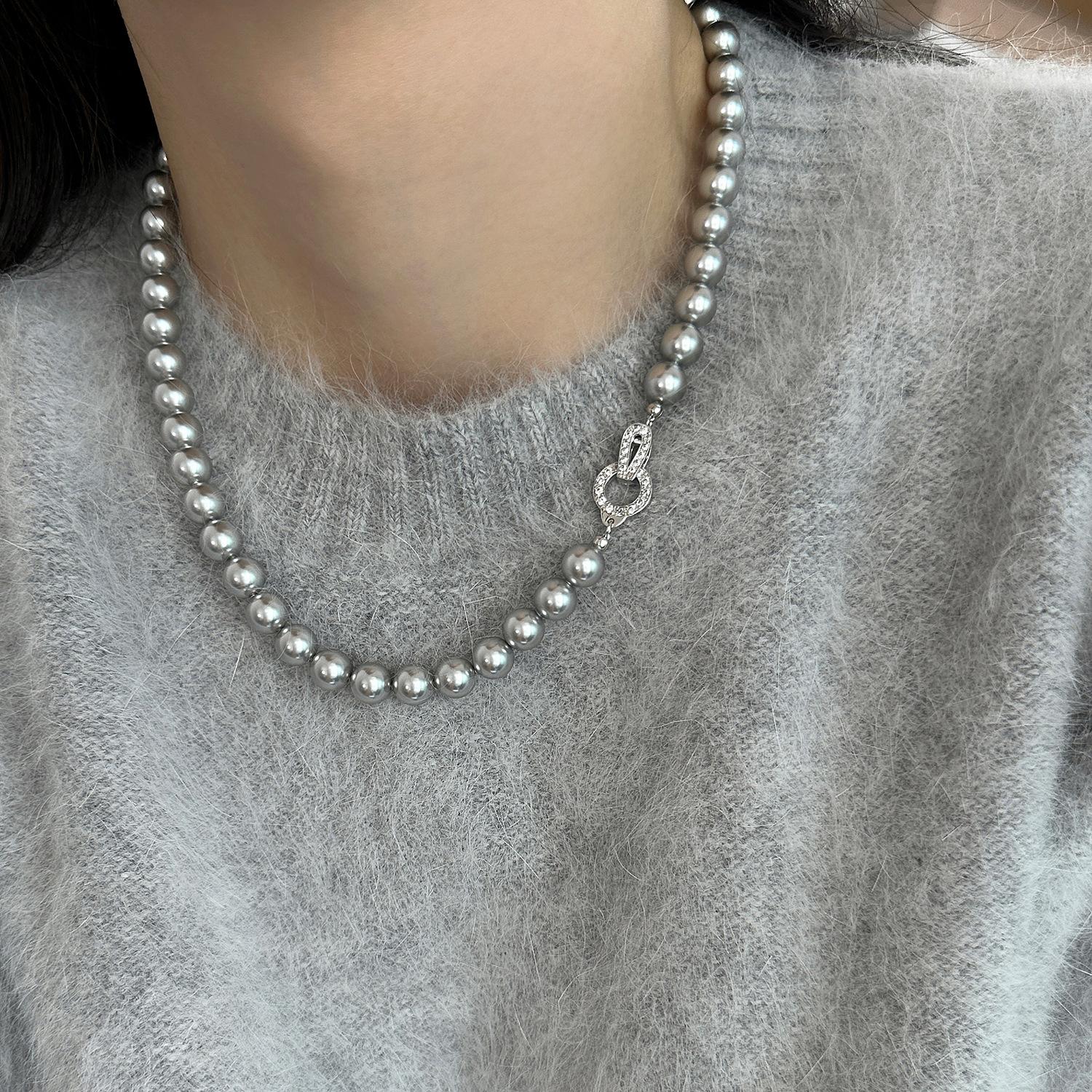 

Light Luxury Pearl Zircon Necklace Fashion Versatile Premium Sweater Chain French Niche Design Sense Necklace Women