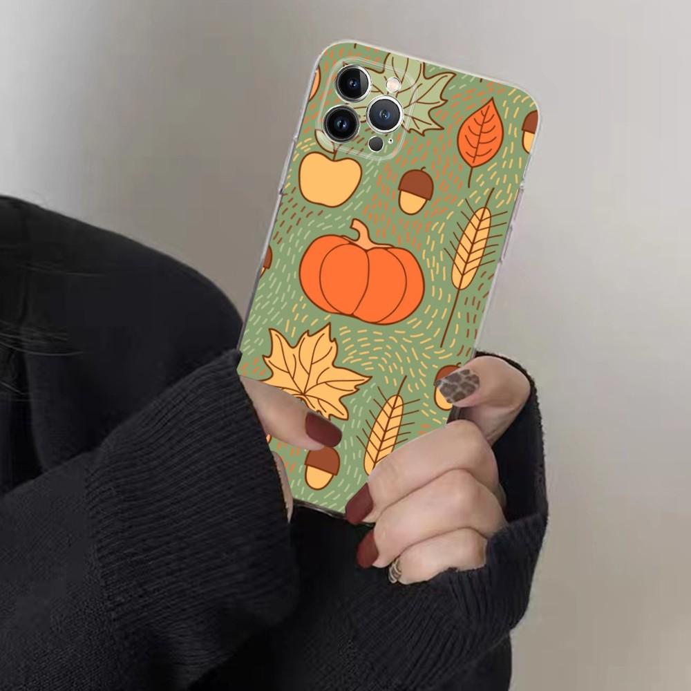 Autumn Leaves Pumpkin Phone Case For IPhone 15 8 7 6 6S Plus X SE 2020 XR XS 14 11 12 13 Mini Pro Max Mobile Case
