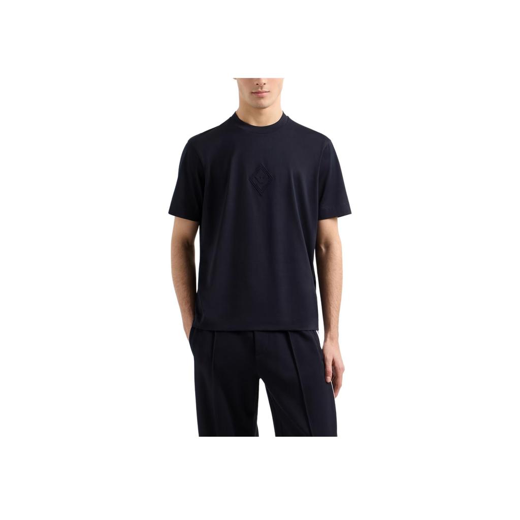 Emporio Armani Logo Round Neck Short Sleeve T-Shirt Men Tops Navy-Blue EM001040-AF13669-UB118