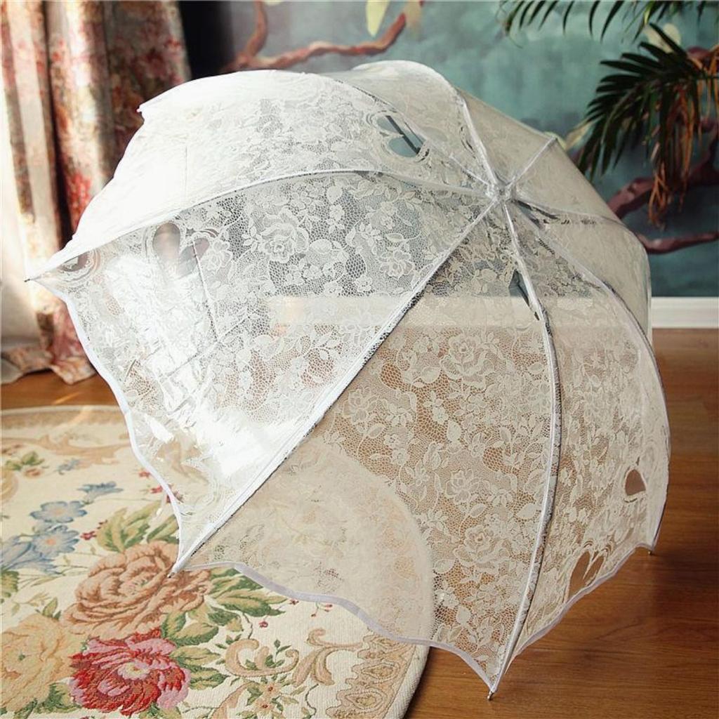 Love lace transparent plastic umbrella with three folds, convenient to carry, manually open the umbrella