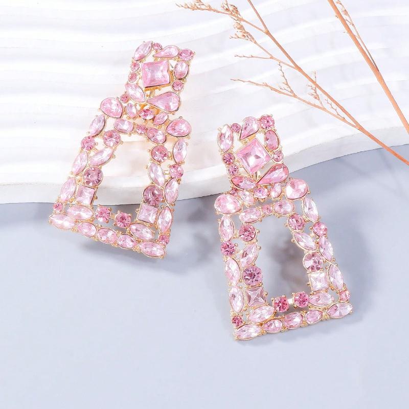 Juran Rhinestone Geometric Drop Earrings