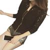 Fall Spring Women Coat Hollow Out Lace Stand Collar Zipper Closure Solid Color Elastic Cuff And Hem Daily Wear Dating Jacket