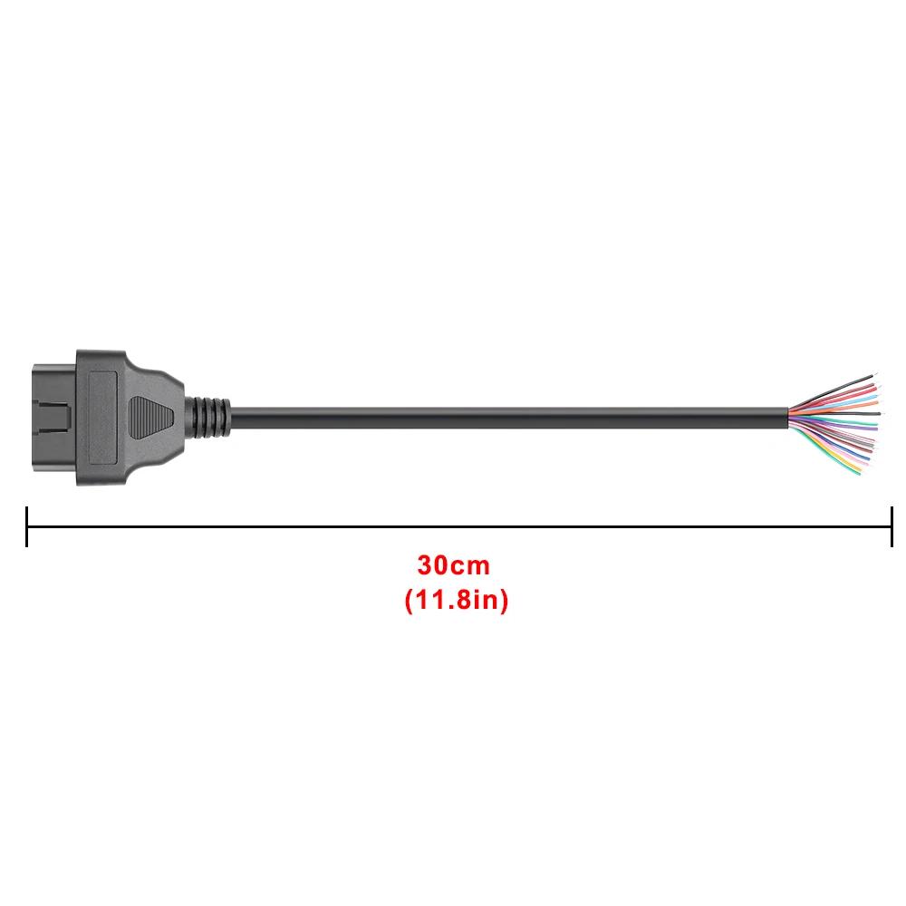 JieYuan 30cm 16pin Hembra a Macho DIY OBD2 Cable de Extensión Automotriz Herramienta de Diagnóstico Automotriz Escáner Conector OBDII