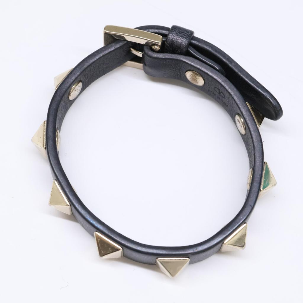 Valentino Garavani Rock Studs Leather Bracelet Black / goldUsed