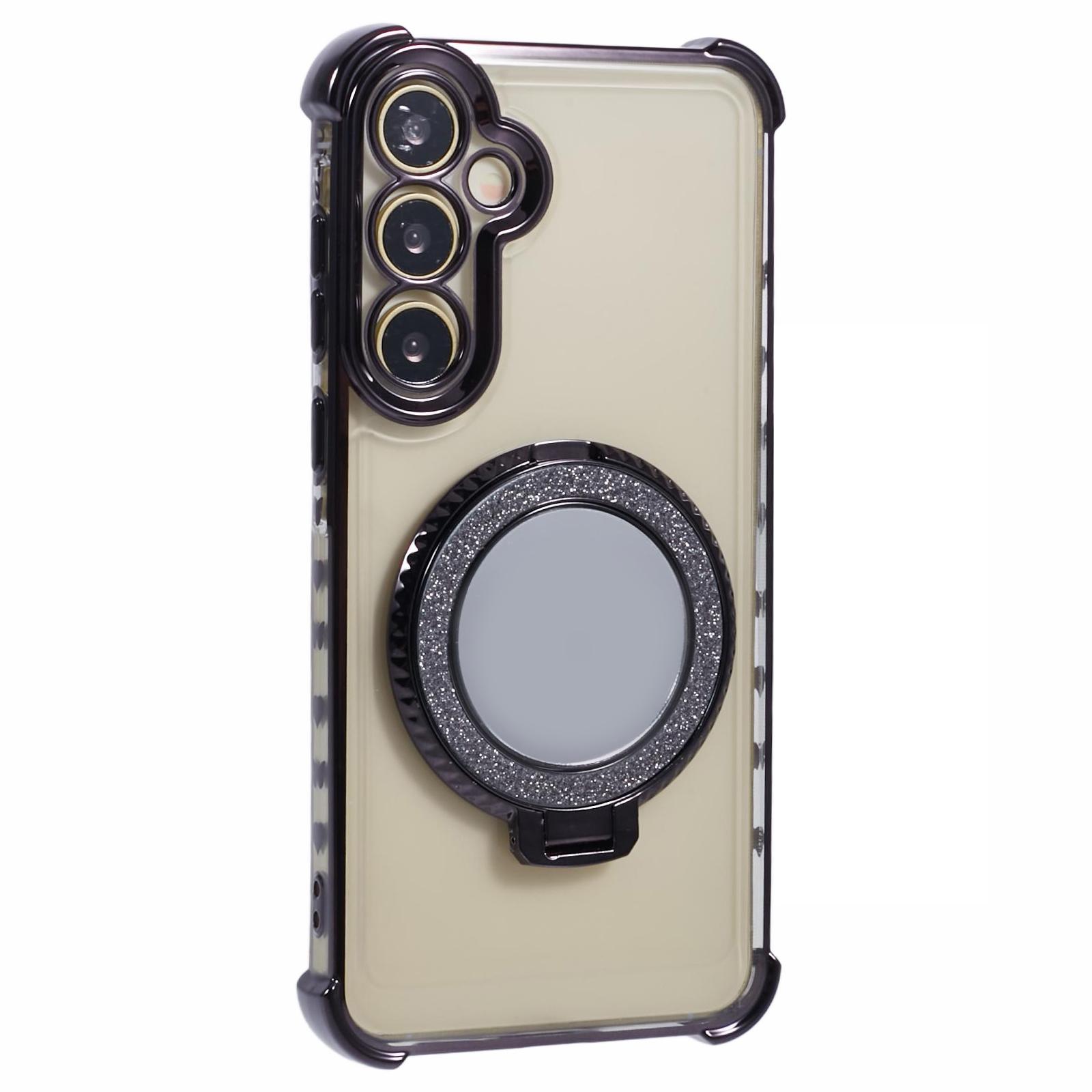 

Для Samsung Galaxy A55 5G чехол с гальваническим покрытием, подставка, боковой узор в виде сердца, чехол для телефона из ТПУ Black