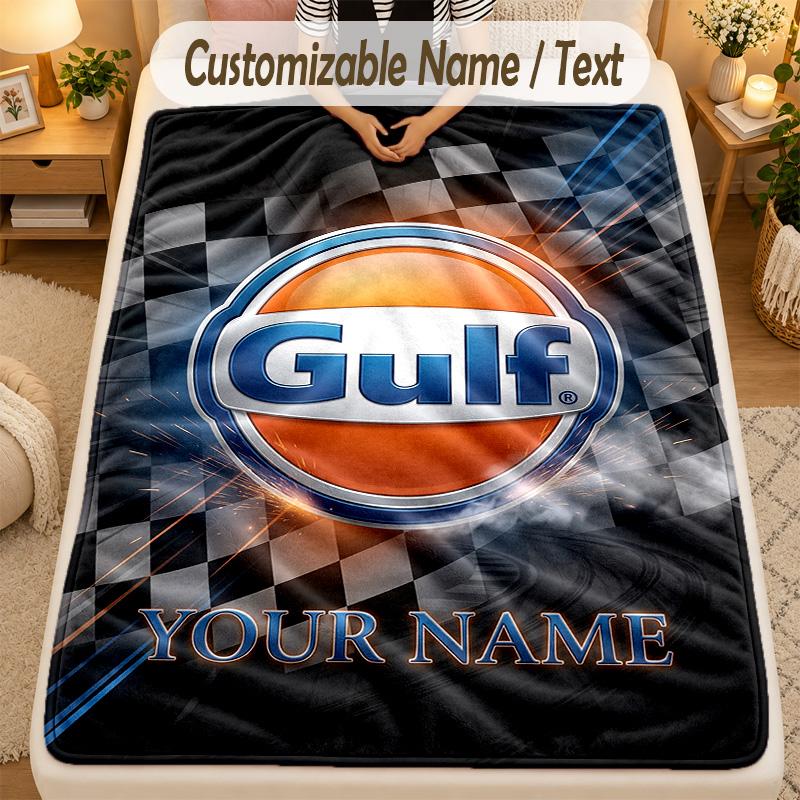 Flannel BlanketGulf Custom Name Text Personalized Soft Warm Throw Blanket Home Decor Gift