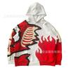 American Flame Skull Frame 3D Printed Hooded Sweatshirt, Vintage High Street Loose Trendy Brand Pullover Sweatshirt