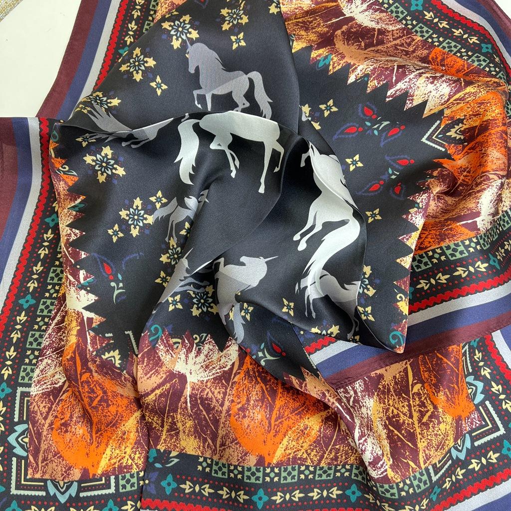 Silk Silk Scarf Ethnic Style Pegasus Spring And Autumn Mulberry Silk 70 Square Scarf Versatile Thin Scarf