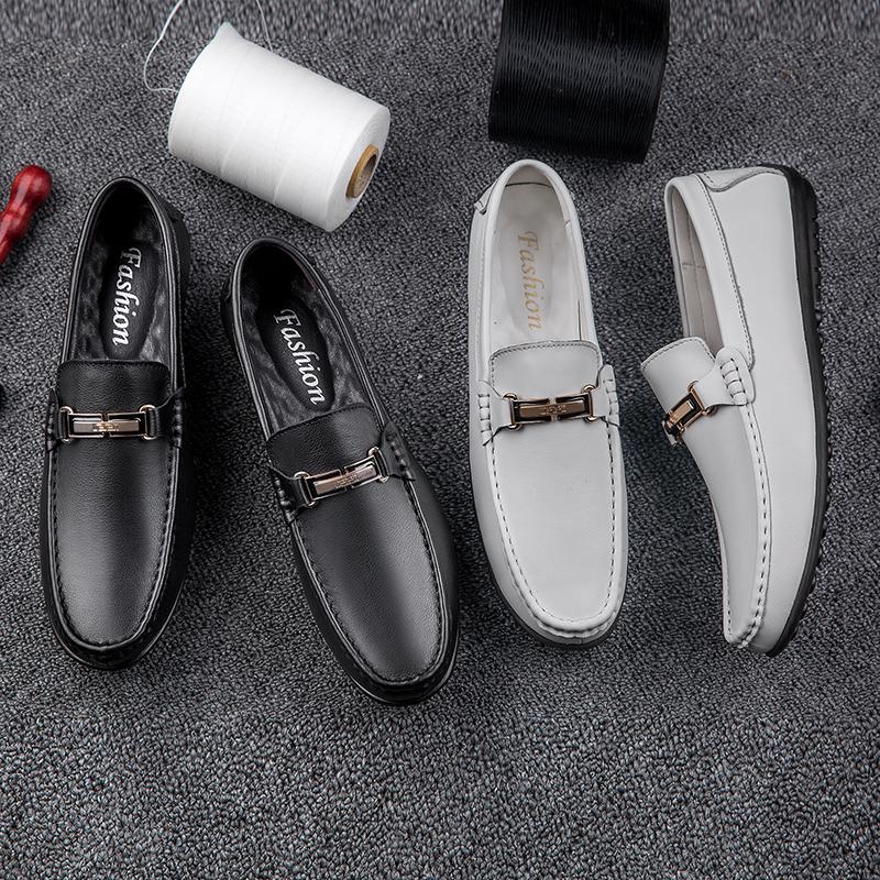 FashionSpring Summer Men Loafers Outodor Comfortable Flat Casual Shoes Men Breathable Slip-On Soft Cow Genuine Leather Shoes Moccasins