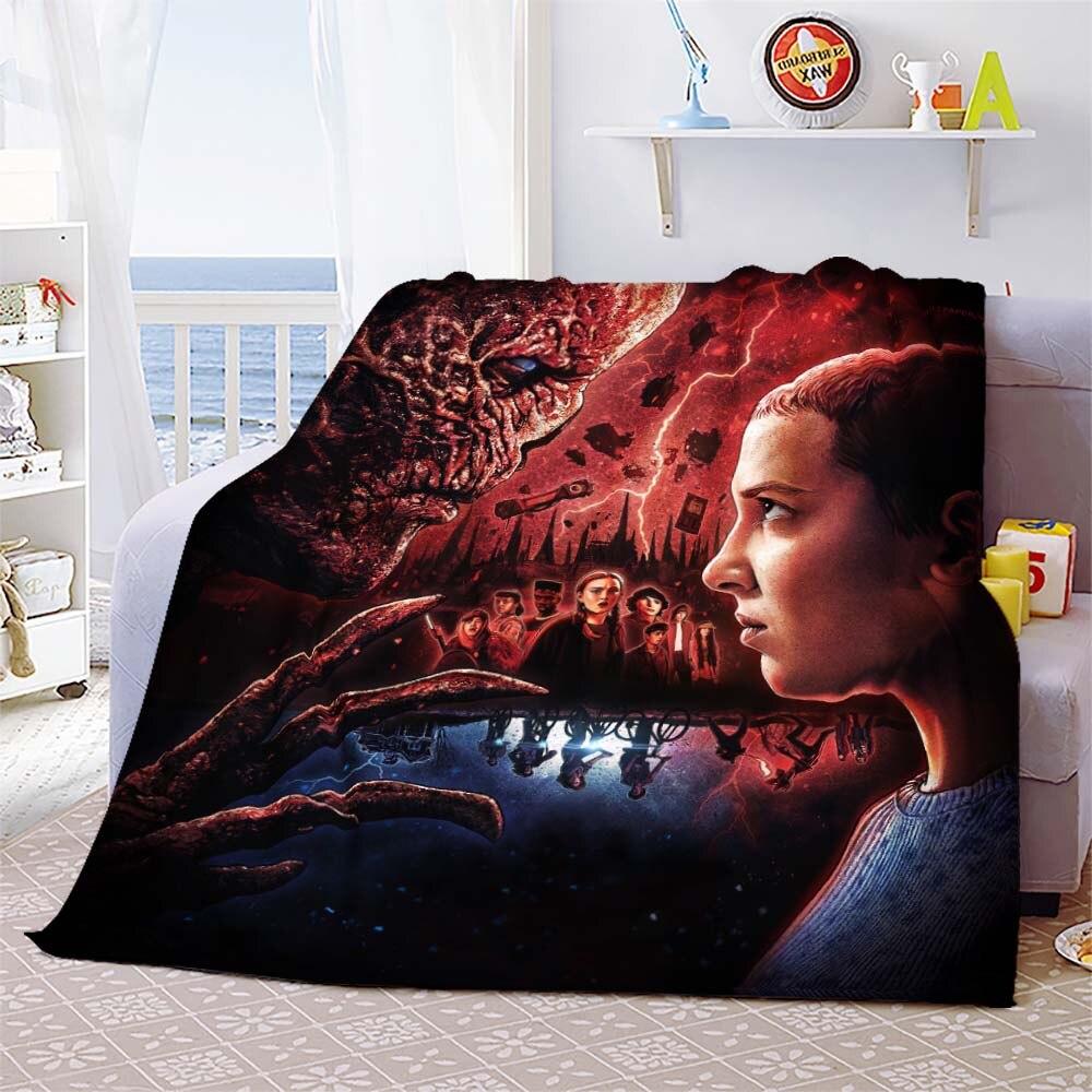 Vecna Stranger Things Mind Flayer Demogorgon Throw Blanket Cover Flannel Beds Sofa Bed Sheet Soft Bedding Room Decor Fans Gift