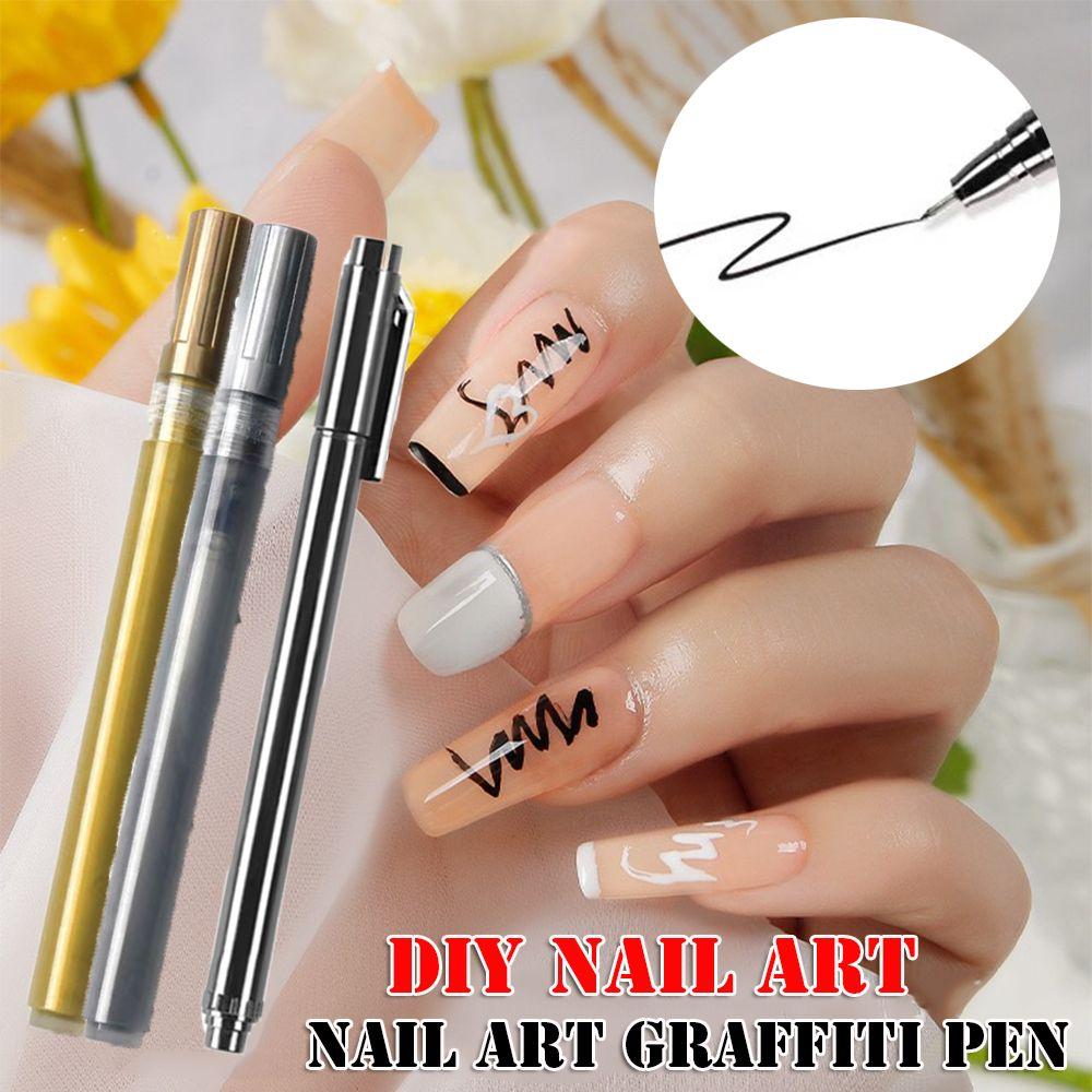 

New Manicure Brushes DIY Detailing Pen Black Nail Art Graffiti Pen Dot Painting