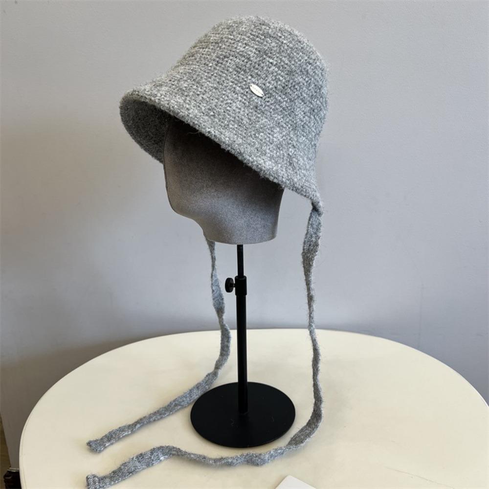 Wool Blend Fisherman Hat Knitted Woolen Basin Hat New Girl's Hat  Autumn Winter