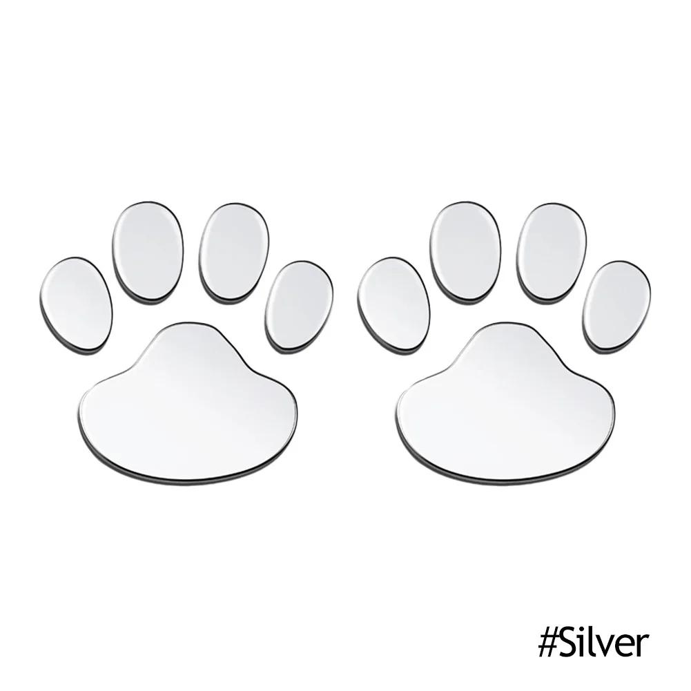 2Pcs/Set Car Stickers and Decals Paw 3D Animal Dog Cat Bear Foot Prints Footprint Decal Car Sticker Silver Red Black Golden