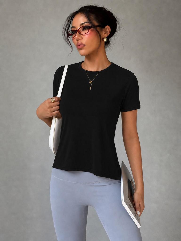 Top da Yoga Estivo da Donna - Asciugatura Rapida, Rete Traspirante, Vestibilità Larga, Schiena Bella, Maglietta Fitness a Maniche Corte