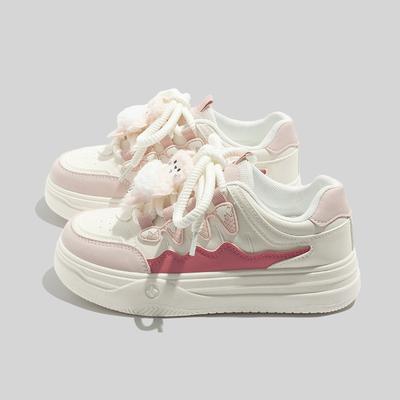 Cute Thick-soled Design Spring and Autumn New Sports and Leisure Shoes Heightening Leather Board Shoes