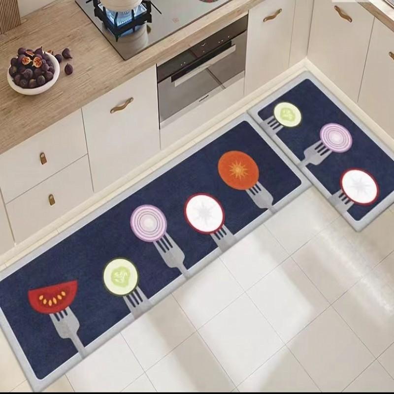 

Long Carpet Crystal Velvet Kitchen Absorbent Oil Absorbent Washable Foot Mat 60 * 90cm