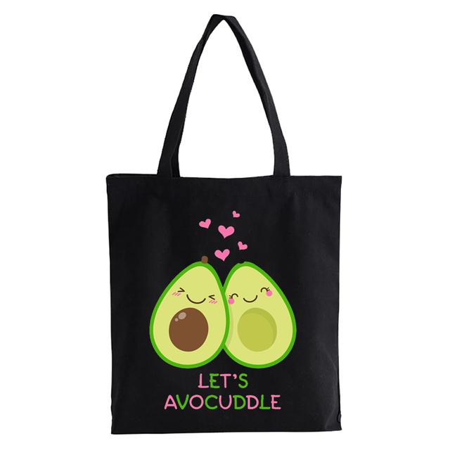 Cartoon avocado Print Canvas Shopping Tote Bag Reusable Women Shopper Bag Fashion Kawaii Female Eco Handbag