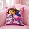 Cute D-Dora The Explorer Cushion Cover Pillowcase Short Plush Invisible Zipper Room Sofa Cushion Cover