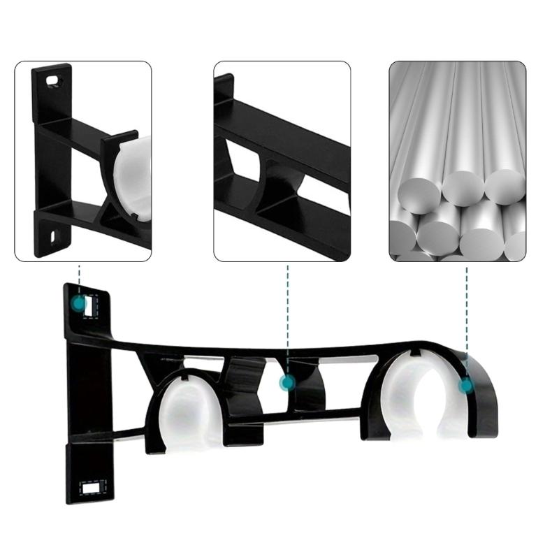 Metal Double Curtain Rails Support Brackets Easy Installation Drapery Rods Poles Holders Hook Fit Rods 25mm Set of 6