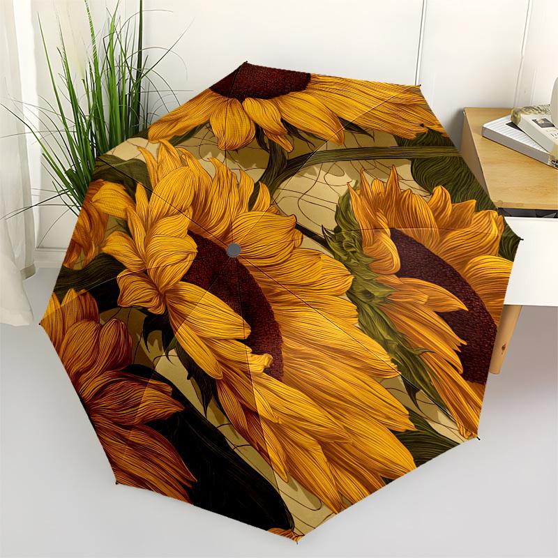 1pc Sunflower Garden Umbrella with Plastic Handle,Compact & Stylish,Cartoon Pattern,Outdoor UmbrellaPT589