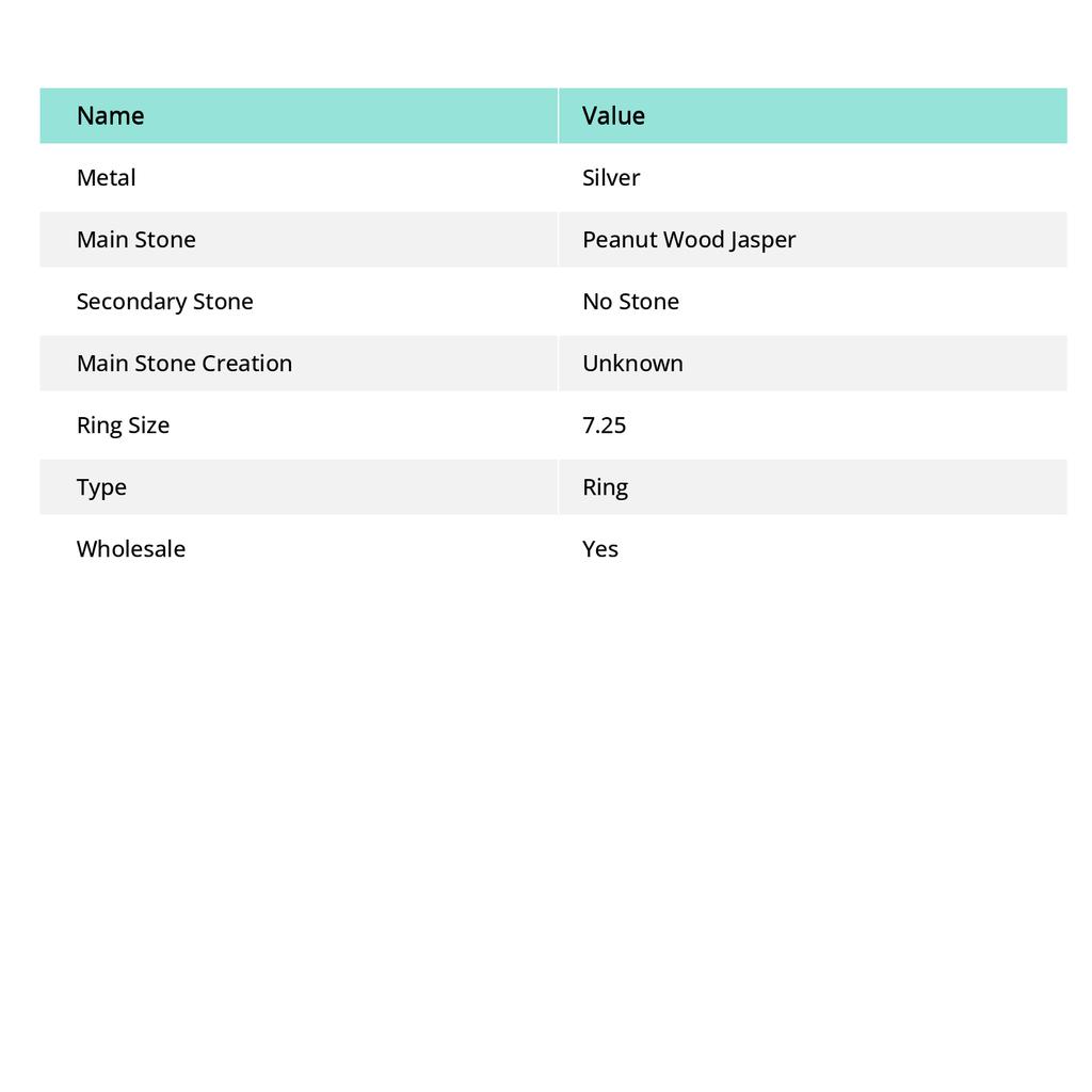 Peanut Wood Jasper Gemstone Ring Handmade Engagement Gift Jewelry 7.25" R8D42