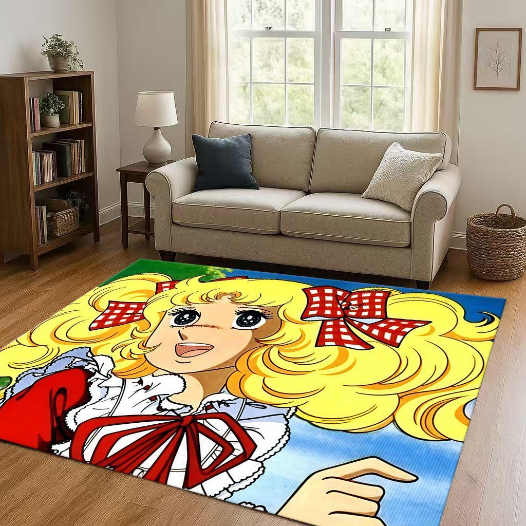 Cartoon Candy Candy Sweet Girl Anime Room Non Slip Area Rug Soft Carpet for Bedroom Playroom Sofa,Easy Clean Home Decor Doormat