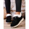 2025 New Lace-up Plush Plush Cotton Shoes Large Size Round Toe Platform Sole Warm Snow Boots for Women
