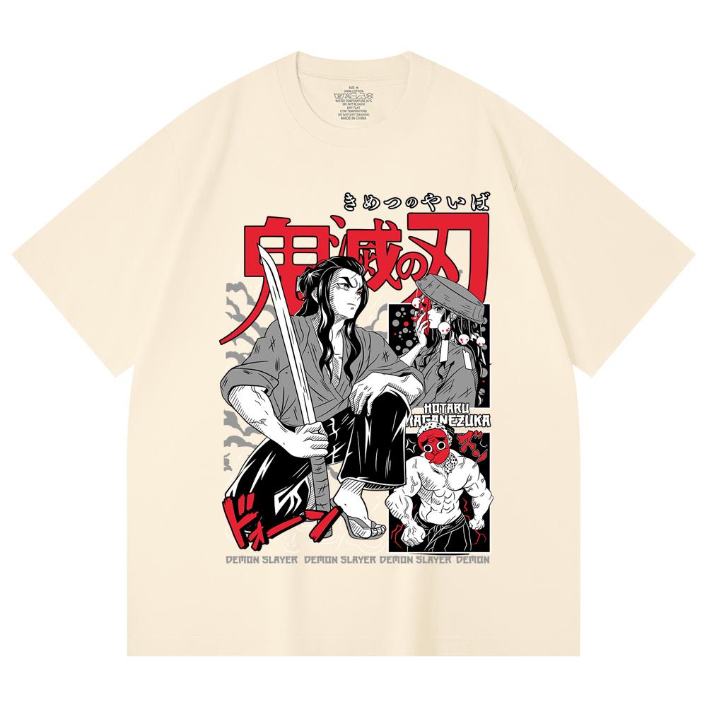 

230 г/м² 100% хлопок Клинок, рассекающий демонов V94 Принт Хаганезука Унисекс Тяжелая хлопковая футболка XS абрикосовый
